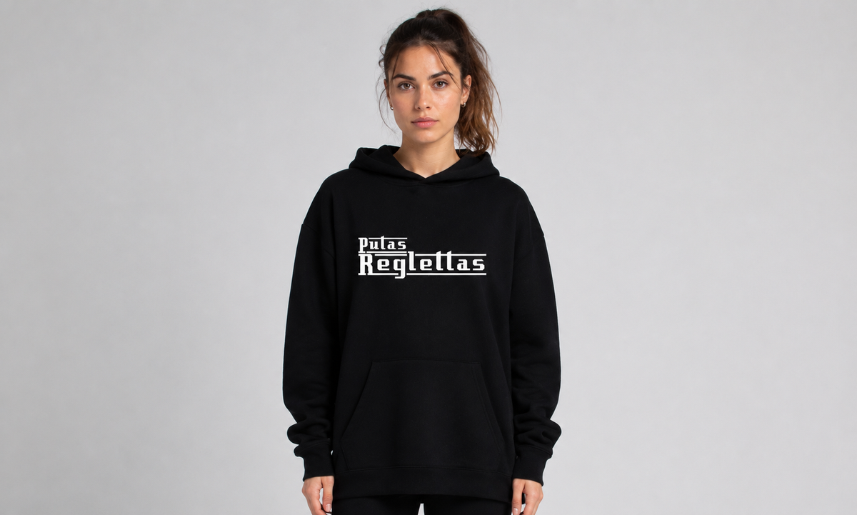 SUDADERA CON CAPUCHA PUTAS REGLETAS NEGRA