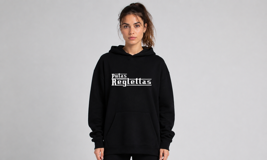 SUDADERA CON CAPUCHA PUTAS REGLETAS NEGRA